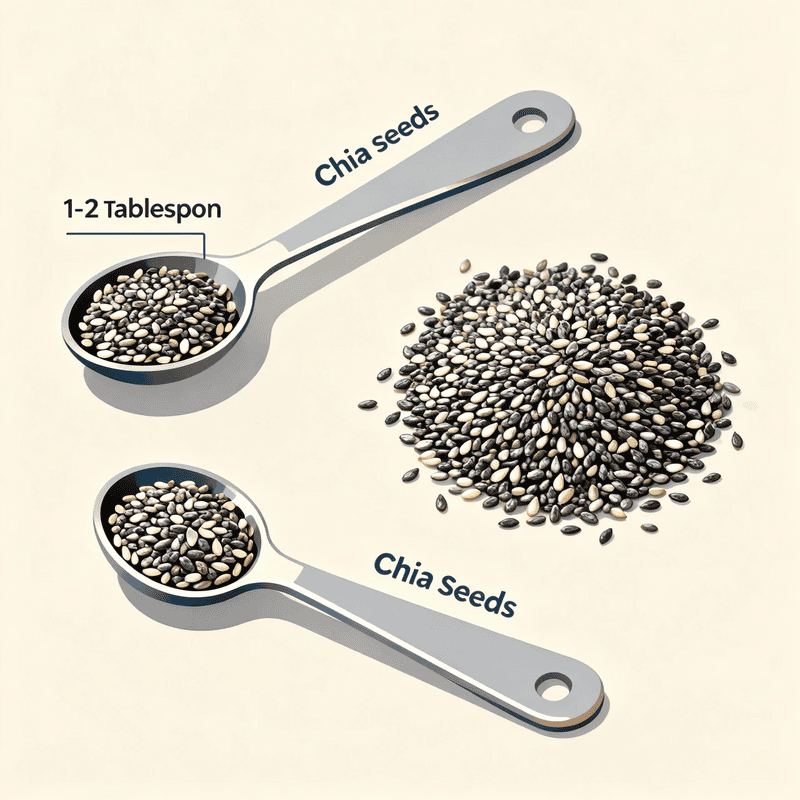 recommended daily chia seeds intake infographic 1-2 tablespoons